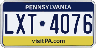 PA license plate LXT4076