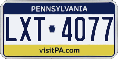 PA license plate LXT4077