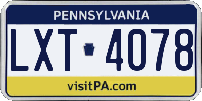 PA license plate LXT4078