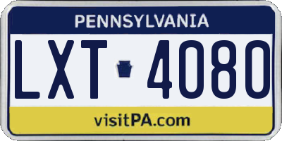 PA license plate LXT4080