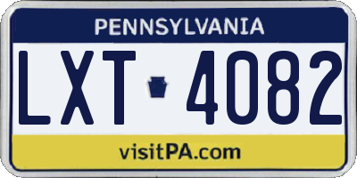 PA license plate LXT4082