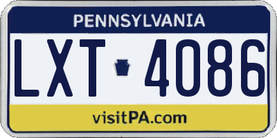 PA license plate LXT4086