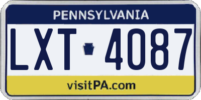 PA license plate LXT4087