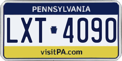 PA license plate LXT4090