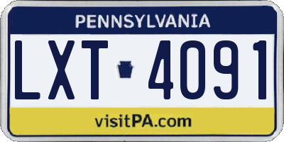 PA license plate LXT4091