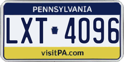 PA license plate LXT4096