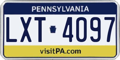 PA license plate LXT4097