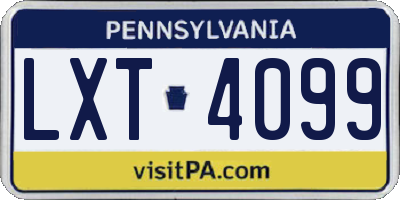 PA license plate LXT4099