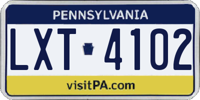 PA license plate LXT4102