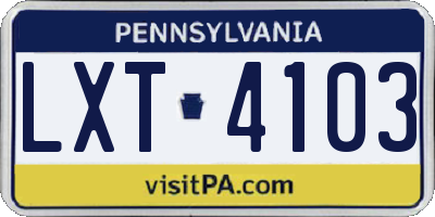 PA license plate LXT4103