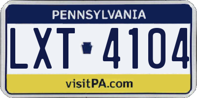 PA license plate LXT4104