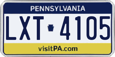 PA license plate LXT4105