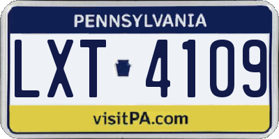 PA license plate LXT4109