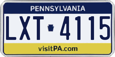 PA license plate LXT4115