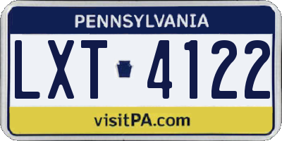 PA license plate LXT4122