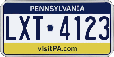 PA license plate LXT4123