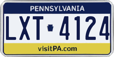 PA license plate LXT4124