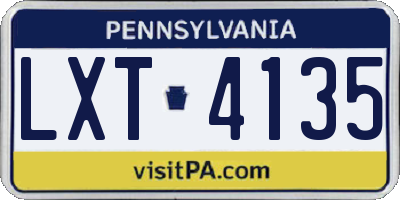 PA license plate LXT4135