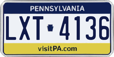 PA license plate LXT4136
