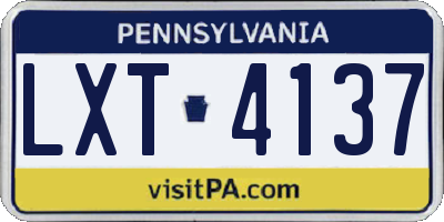 PA license plate LXT4137