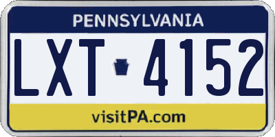PA license plate LXT4152