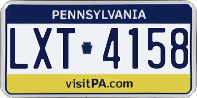 PA license plate LXT4158