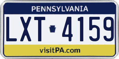 PA license plate LXT4159
