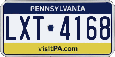 PA license plate LXT4168