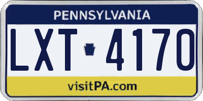 PA license plate LXT4170