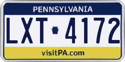 PA license plate LXT4172
