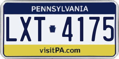 PA license plate LXT4175