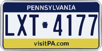 PA license plate LXT4177