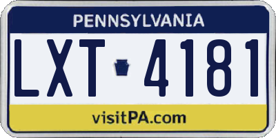 PA license plate LXT4181