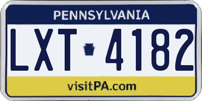 PA license plate LXT4182