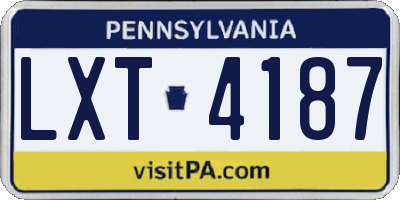 PA license plate LXT4187