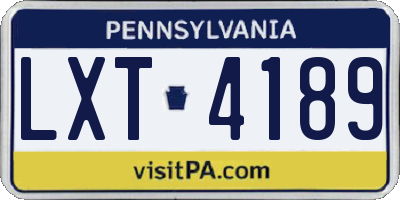 PA license plate LXT4189