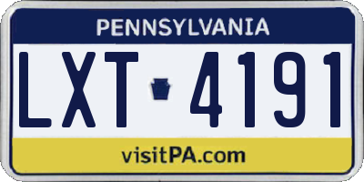 PA license plate LXT4191
