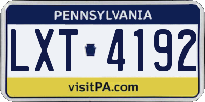 PA license plate LXT4192