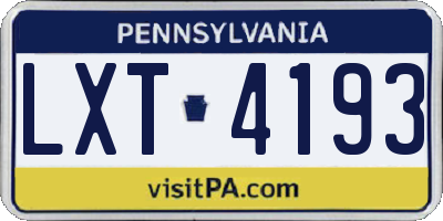 PA license plate LXT4193