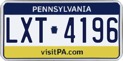 PA license plate LXT4196