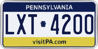 PA license plate LXT4200
