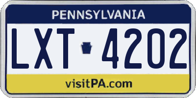 PA license plate LXT4202