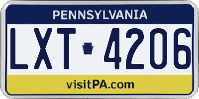PA license plate LXT4206