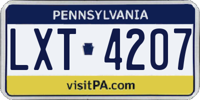 PA license plate LXT4207