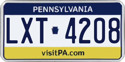 PA license plate LXT4208