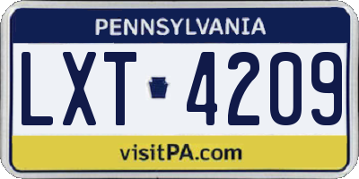 PA license plate LXT4209