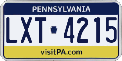PA license plate LXT4215