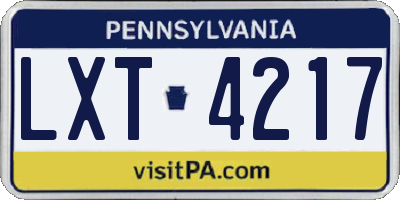 PA license plate LXT4217