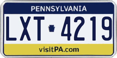 PA license plate LXT4219