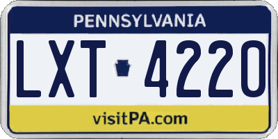 PA license plate LXT4220
